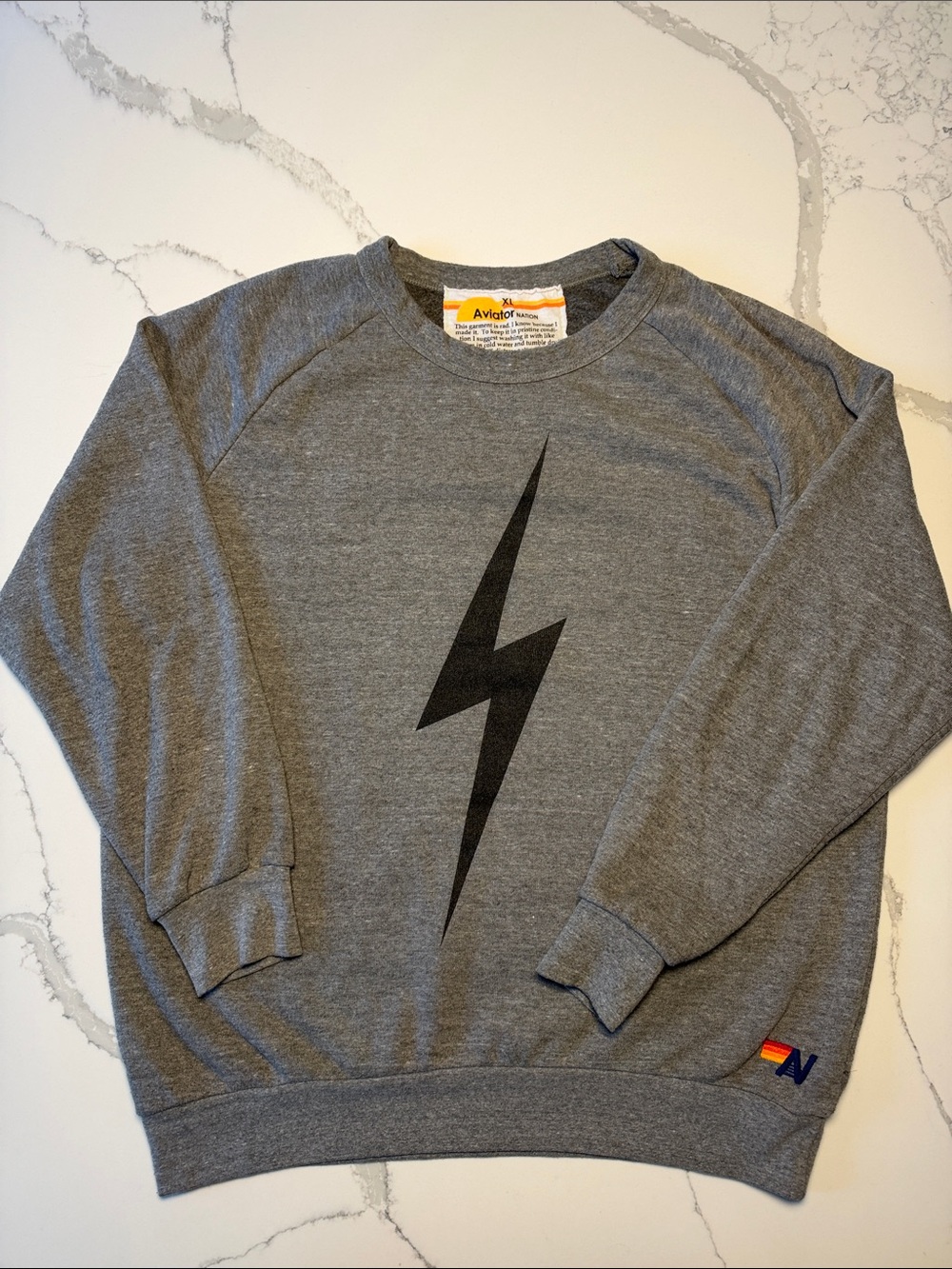 Men's Aviator Nation Gray Bolt Graphic Sweatshirt
